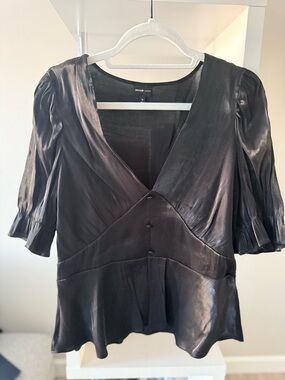 River Island Black Sheer V-Neck Blouse